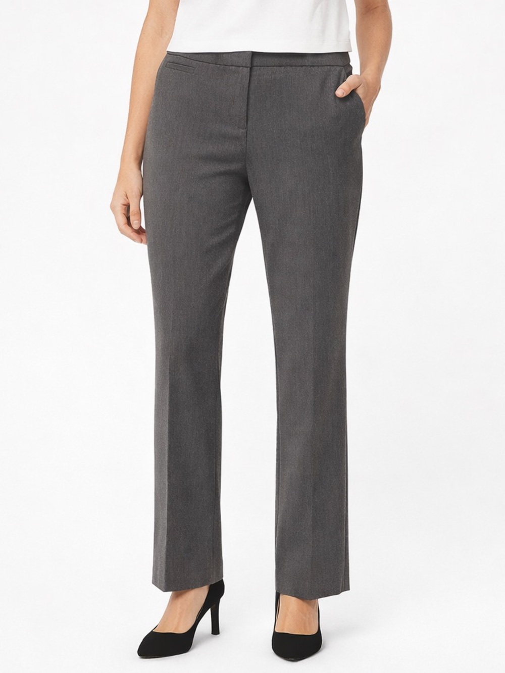 Investments Gray Stretch Dress Career Straight Leg Pants 10S